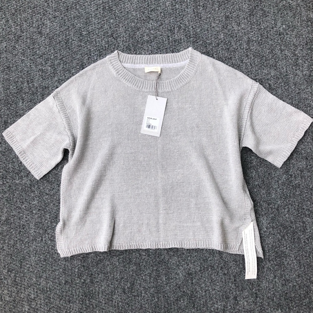 Poetry short sleeve linen knit sweater top size 6
